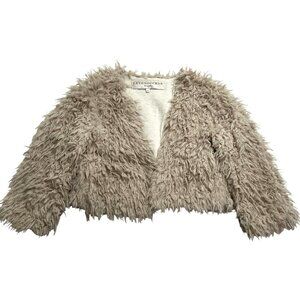 Leyendecker Los Angeles Boom Faux Fur Marabou Jacket in Ecru